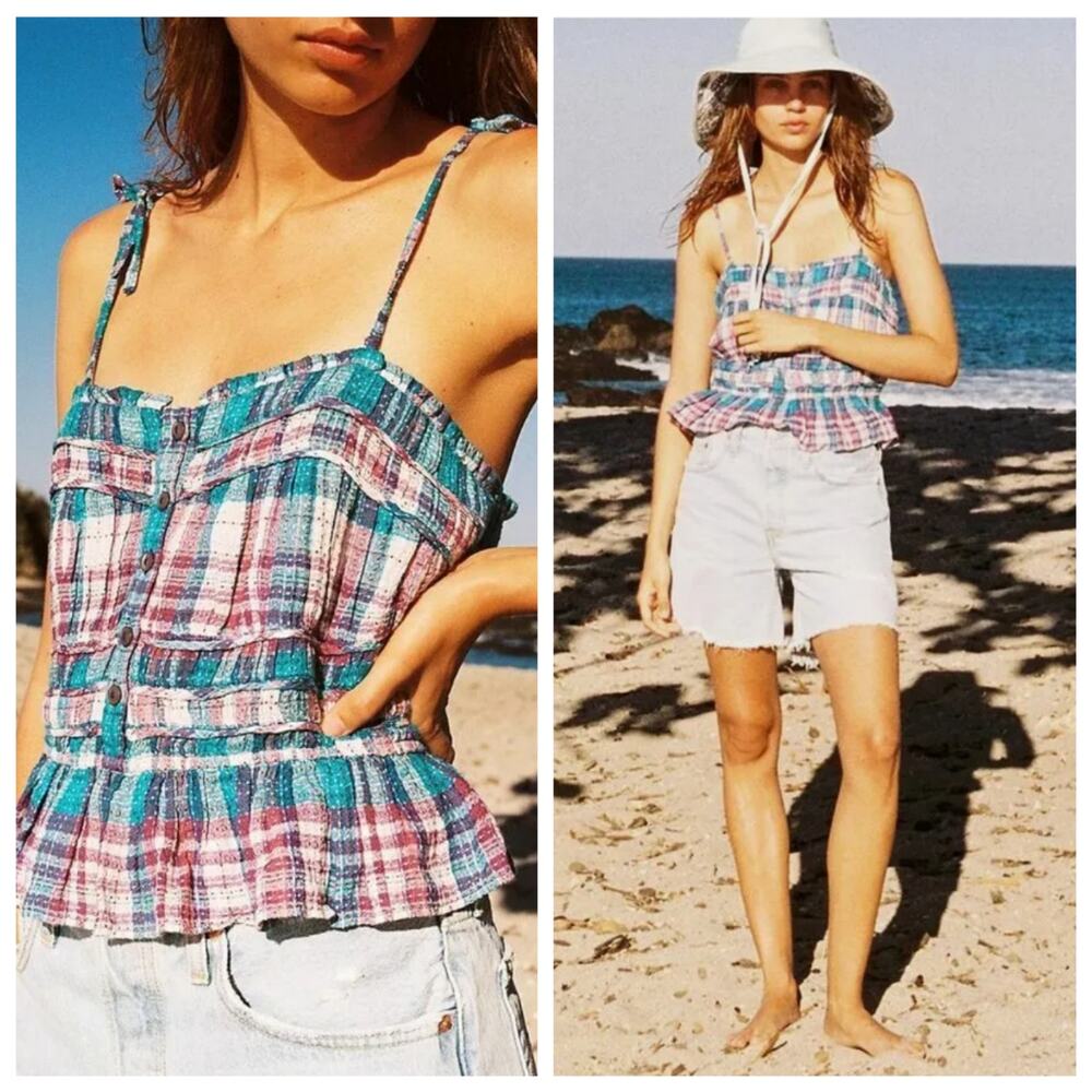 Free People Henrietta Plaid Tube Top